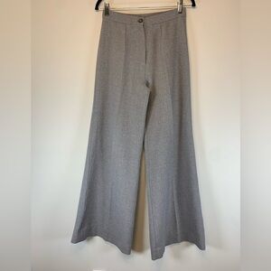 Vintage Style Gray High Waisted Wide Leg Trouser Pants Pleated